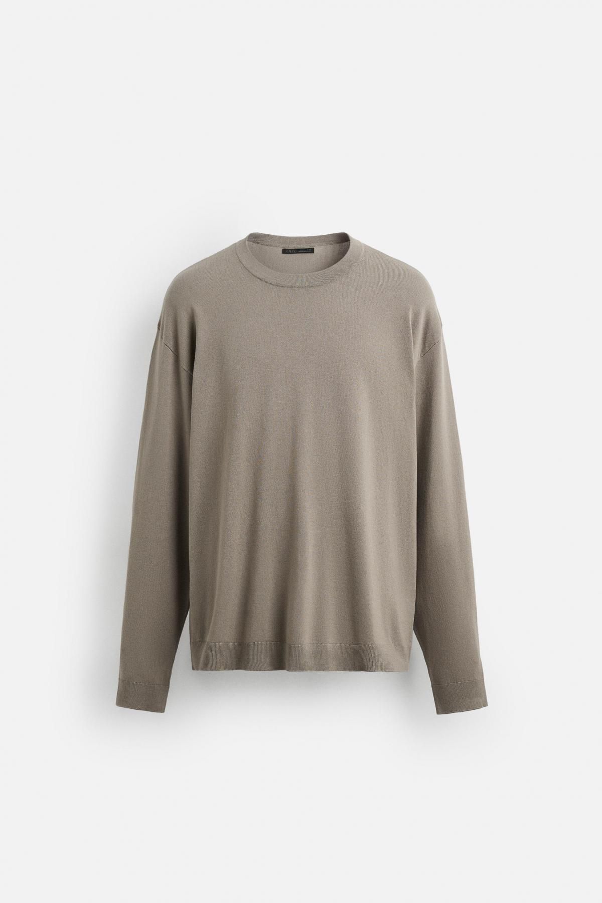 자라 텍스처 비스코스 혼방 라운드 스웨터 2621/301 TAUPE GREY - 메인 이미지