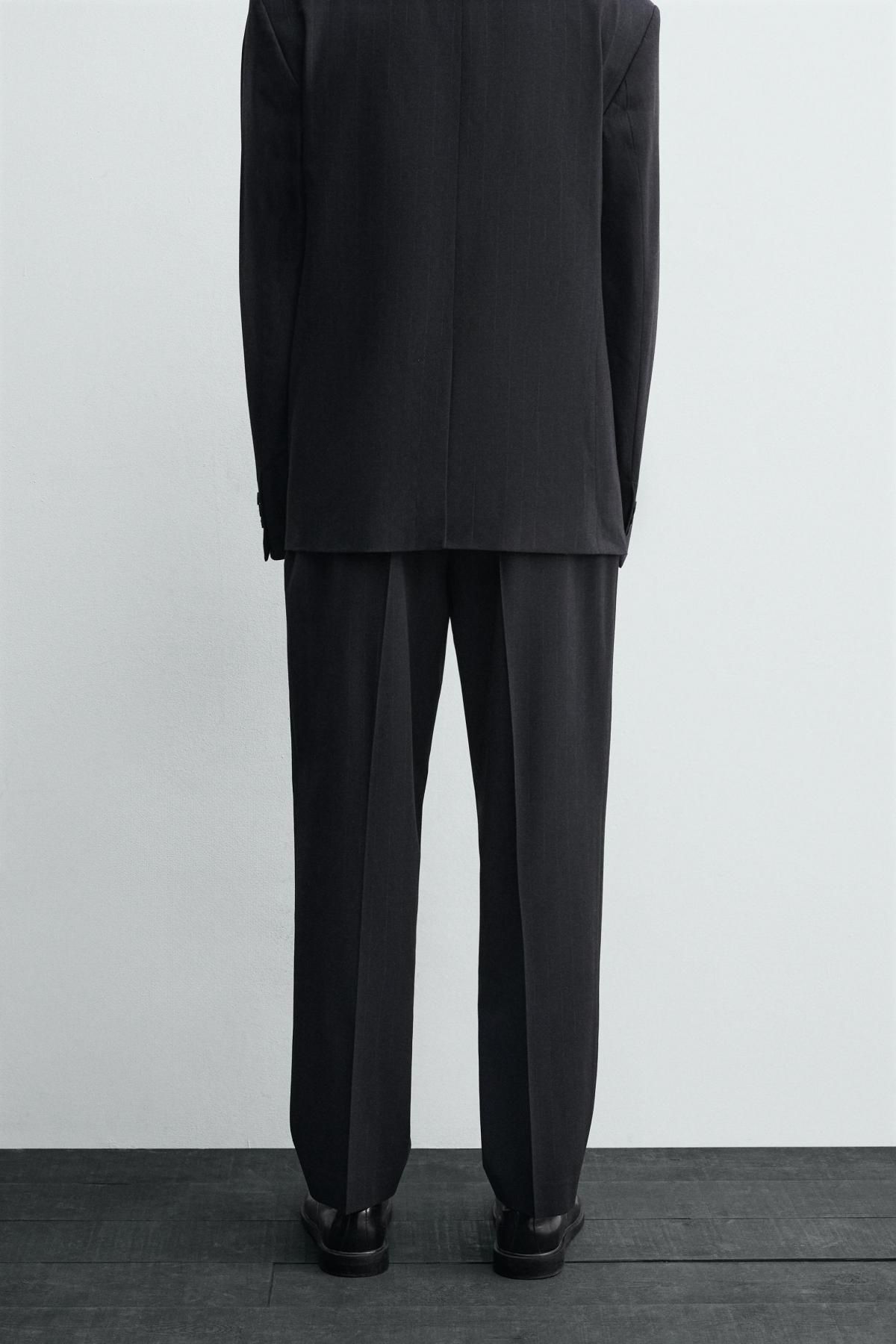 자라 울 블렌드 핀스트라이프 정장 팬츠 6796/685 DARK NAVY - 상세 이미지 3