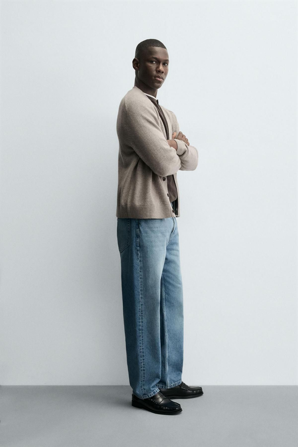 자라 프리미엄 울캐시미어 브이넥 남성 가디건 2893/313 LIGHT GREY - 상세 이미지 5