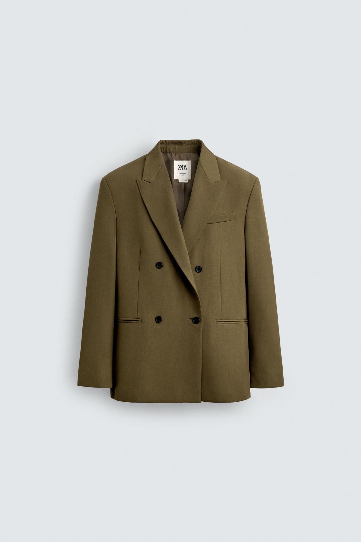 자라 테크니컬 더블브레스트 테일러드 재킷 5788/203 DARK OLIVE - 상품 이미지