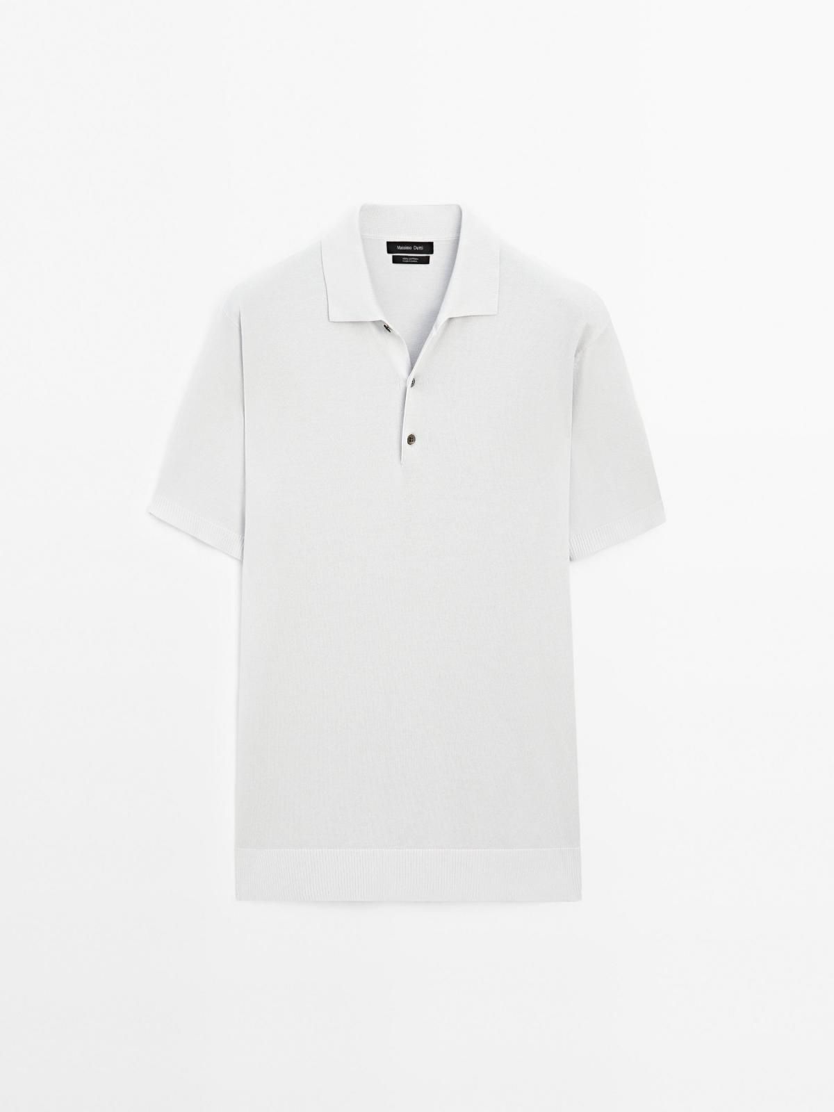 마시모두띠 미니멀 화이트 코튼 니트 반팔 폴로셔츠 1000/213 PEARL GREY - 상품 이미지