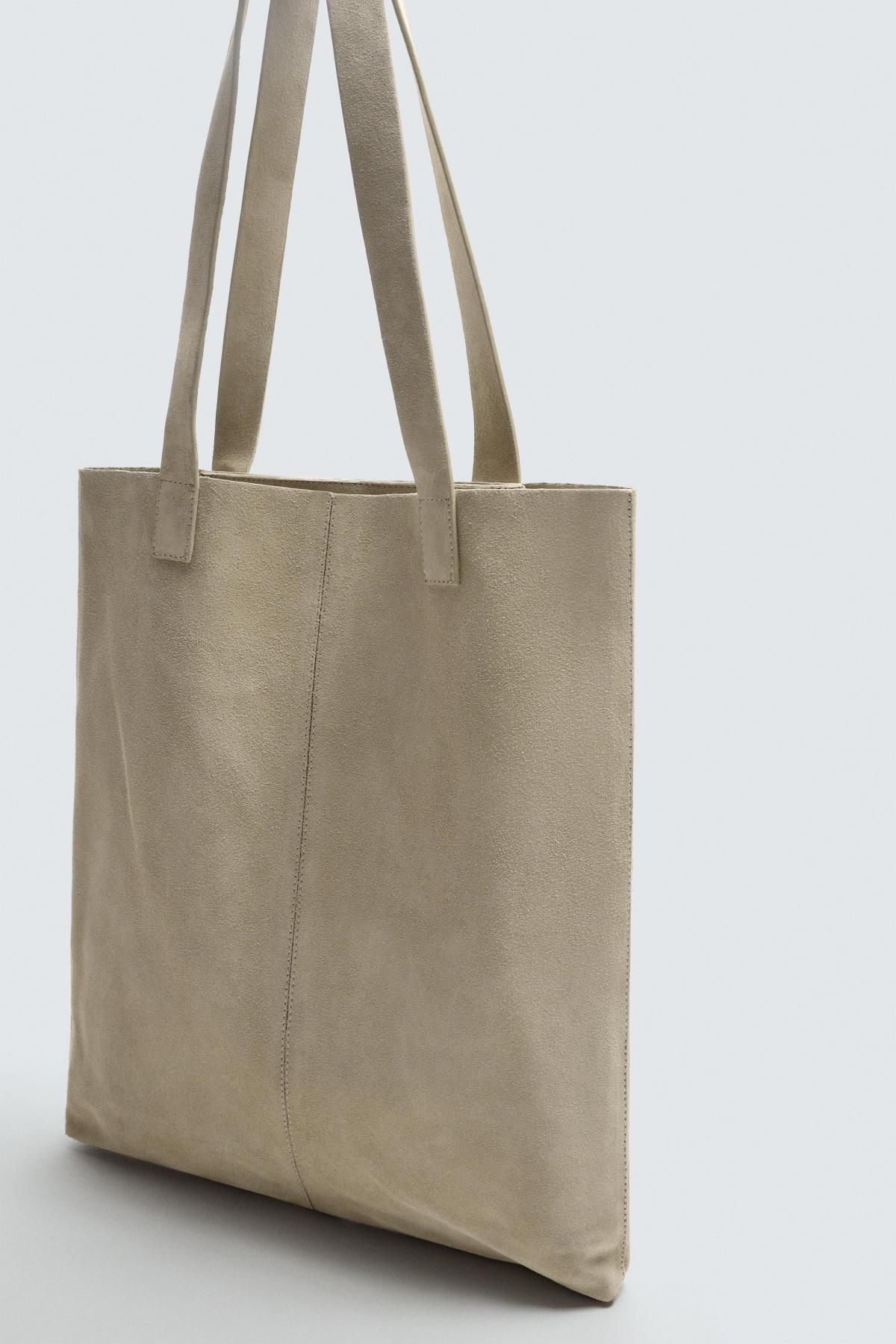 자라 스플릿 스웨이드 레더 토트백 3394/620 SAND BROWN - 상세 이미지 5