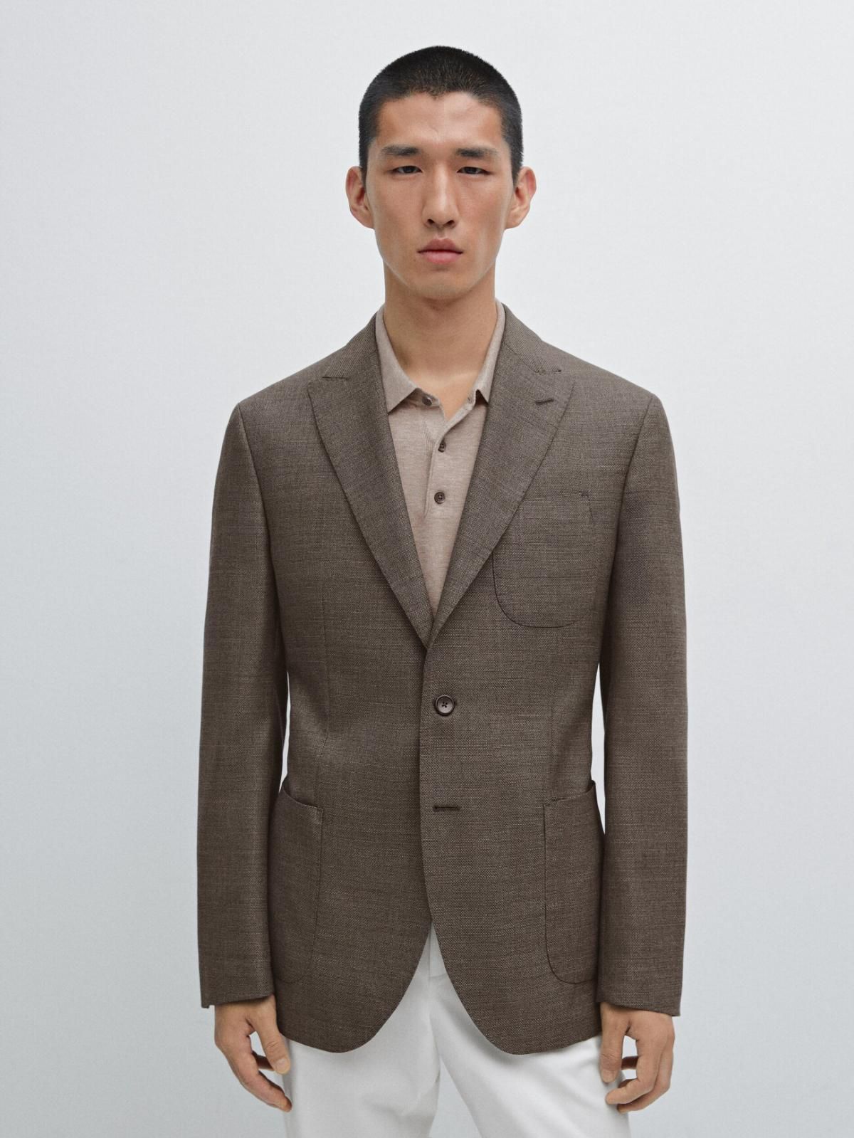 마시모두띠 클래식 100 울 테크니컬 텍스처 블레이저 2052/652 SAND BROWN - 상세 이미지 2