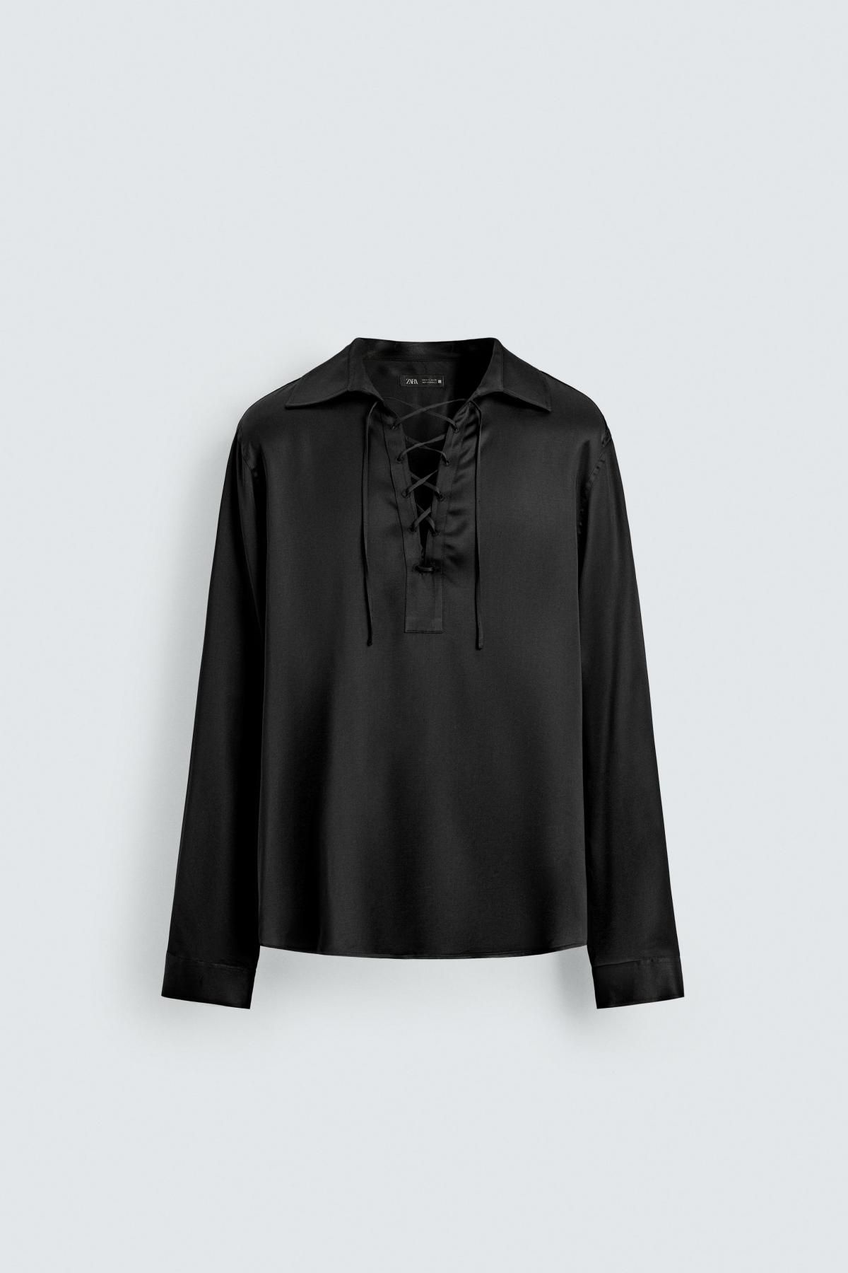 자라 테크니컬 블랙 드로스트링 긴팔 폴로셔츠 6659/961 BLACK - 메인 이미지