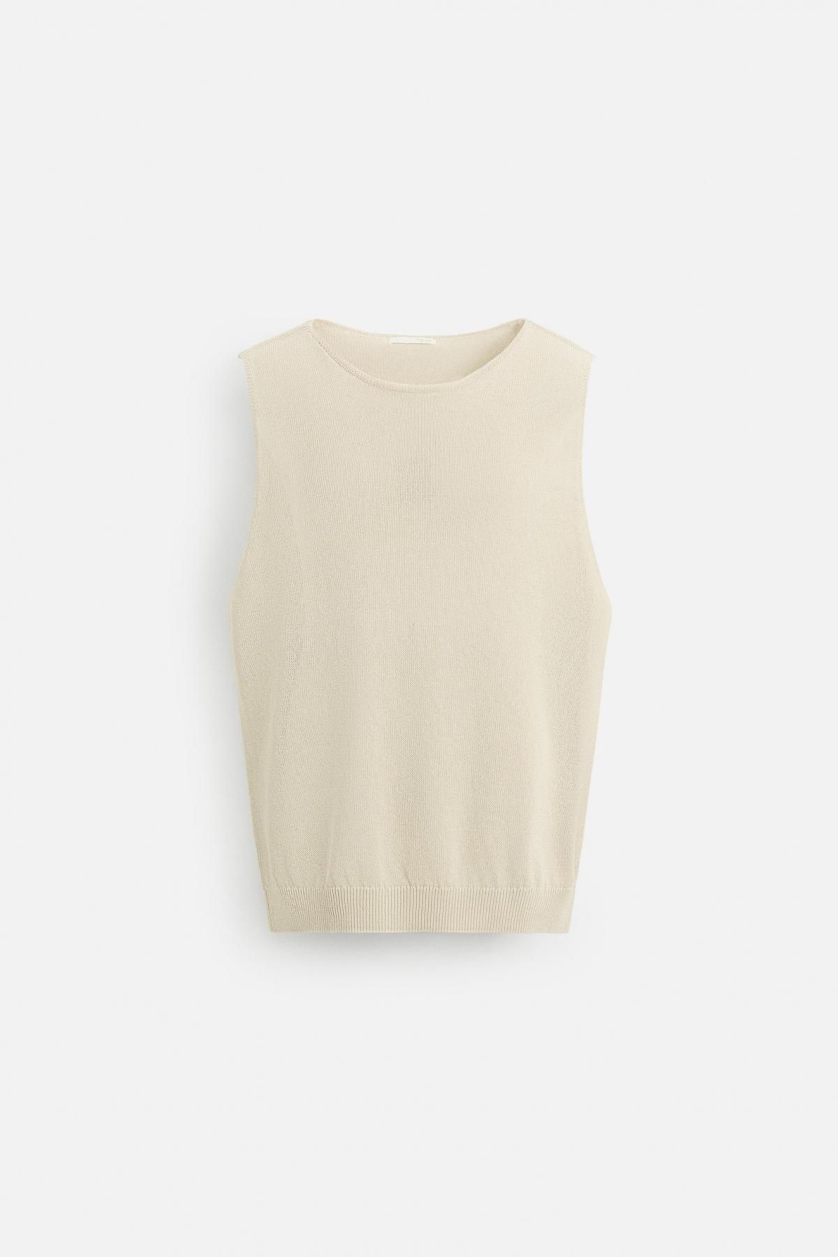 자라 미니멀 릴렉스핏 니트 민소매 탑 6674/306 LIGHT BEIGE - 메인 이미지