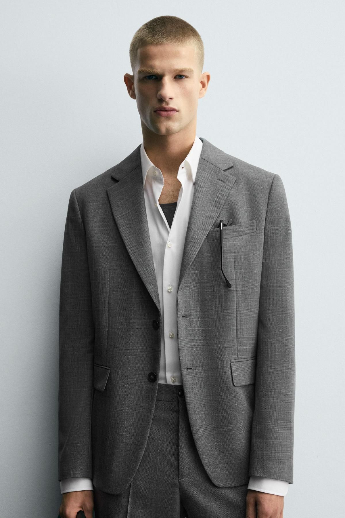 자라 클래식 체크 테일러드 수트 블레이저 5746/433 GREY MARL 이미지 6