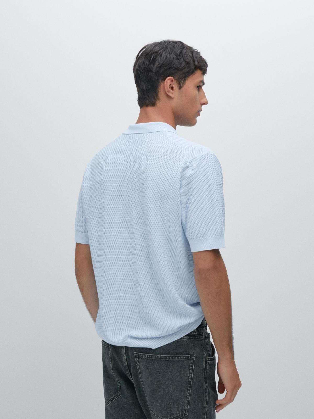 마시모두띠 텍스처 니트 브이넥 반팔 폴로셔츠 0910/201 LIGHT BLUE - 상세 이미지 3