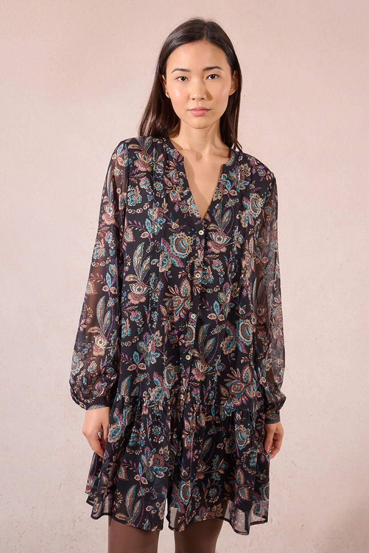 몰리브라켄 플로럴 쉬폰 브이넥 미니 원피스 6892219 MULTICOLOR - 상품 이미지