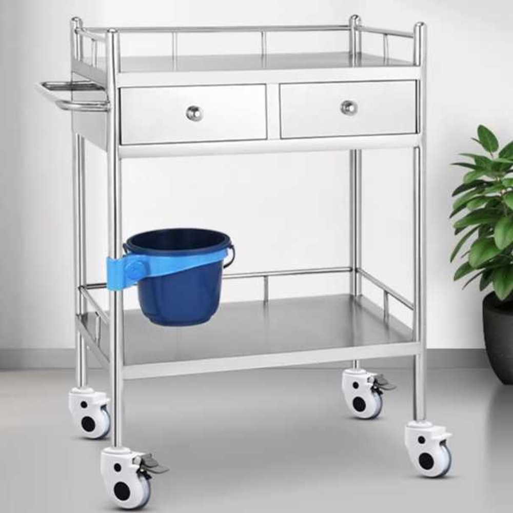 드레싱 카트 스테인리스 트롤리 츄레이 웨건 서빙 2단 더블서랍 60cm - 상품 이미지