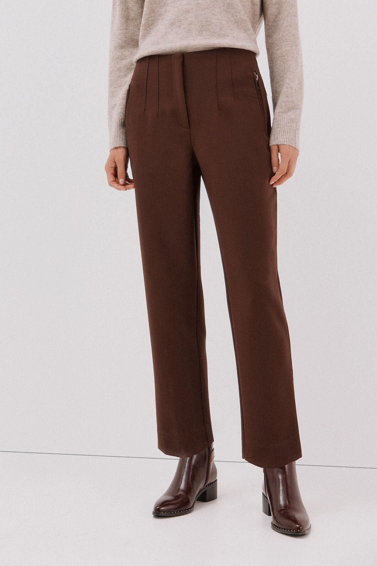 꼬르떼피엘 하이웨이스트 슬림핏 슬랙스 팬츠 6142022 MARRON OSCURO - 상품 이미지