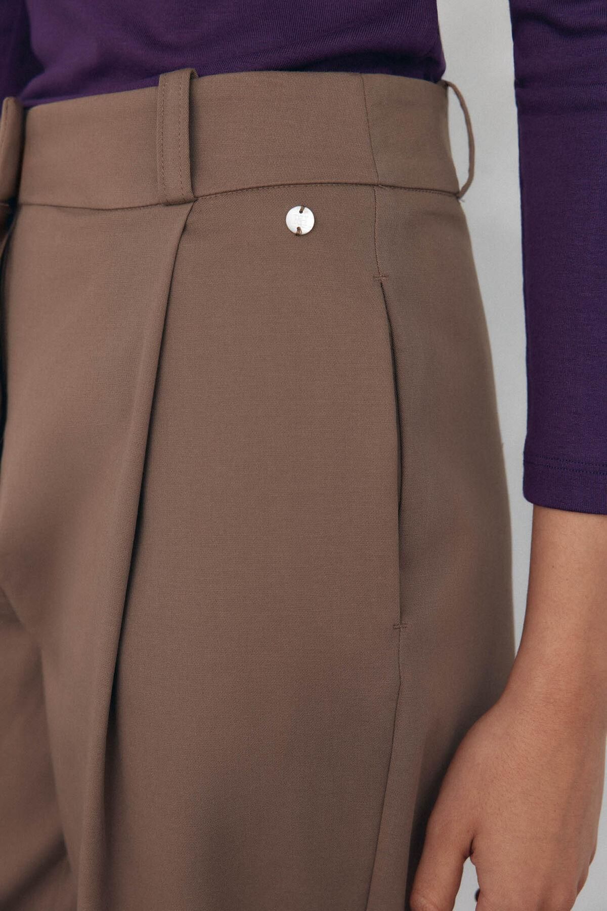 페드로 델 이에로 핀턱 미디웨이스트 슬랙스 팬츠 7602505 MARRON - 상세 이미지 5