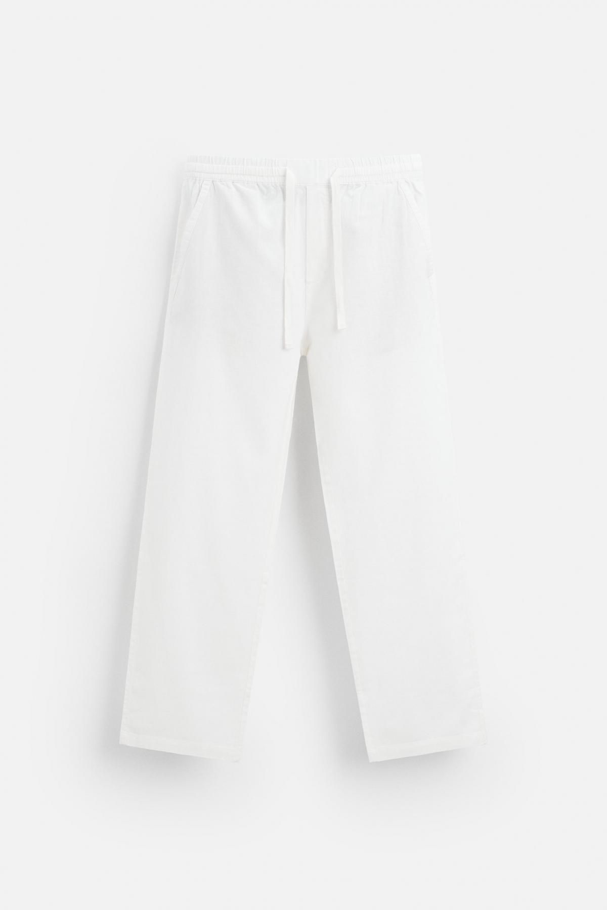 자라 코튼 린넨 릴렉스핏 팬츠 1437/450 OYSTER-WHITE 이미지 6