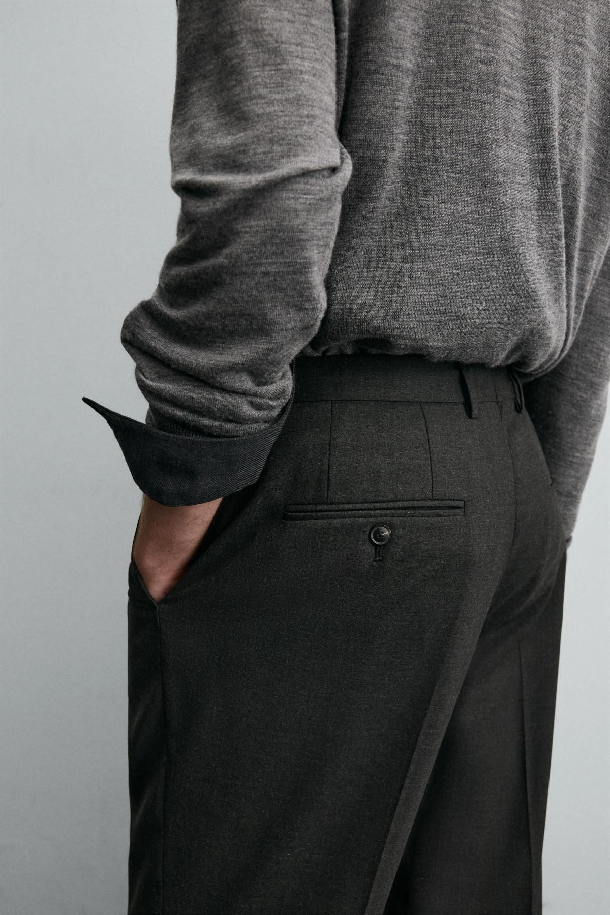 자라 슬림핏 테크니컬 정장 팬츠 5749/254 ANTHRACITE GREY - 상세 이미지 5