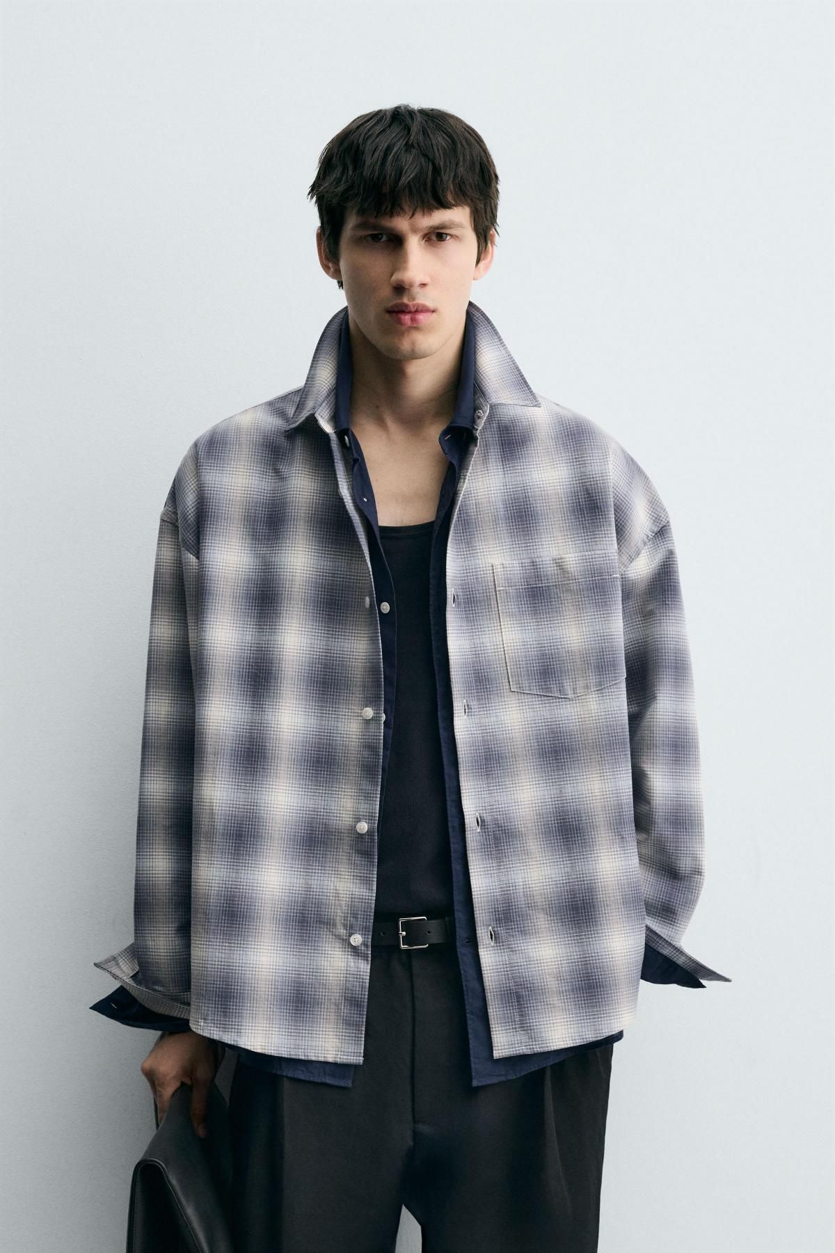 자라 오버사이즈핏 체크 옥스포드 셔츠 7446/311 GREY / BLUE - 상세 이미지 3
