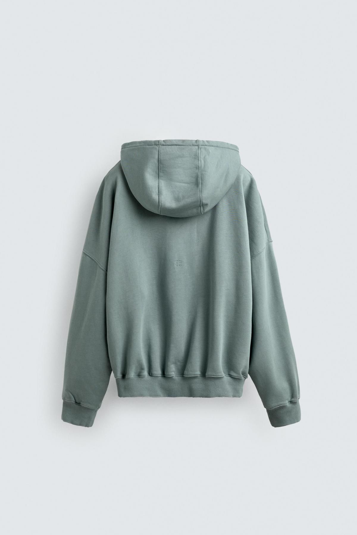 자라 파우치 포켓 로고 후드 스웨트셔츠 0722/326 TURQUOISE 이미지 7