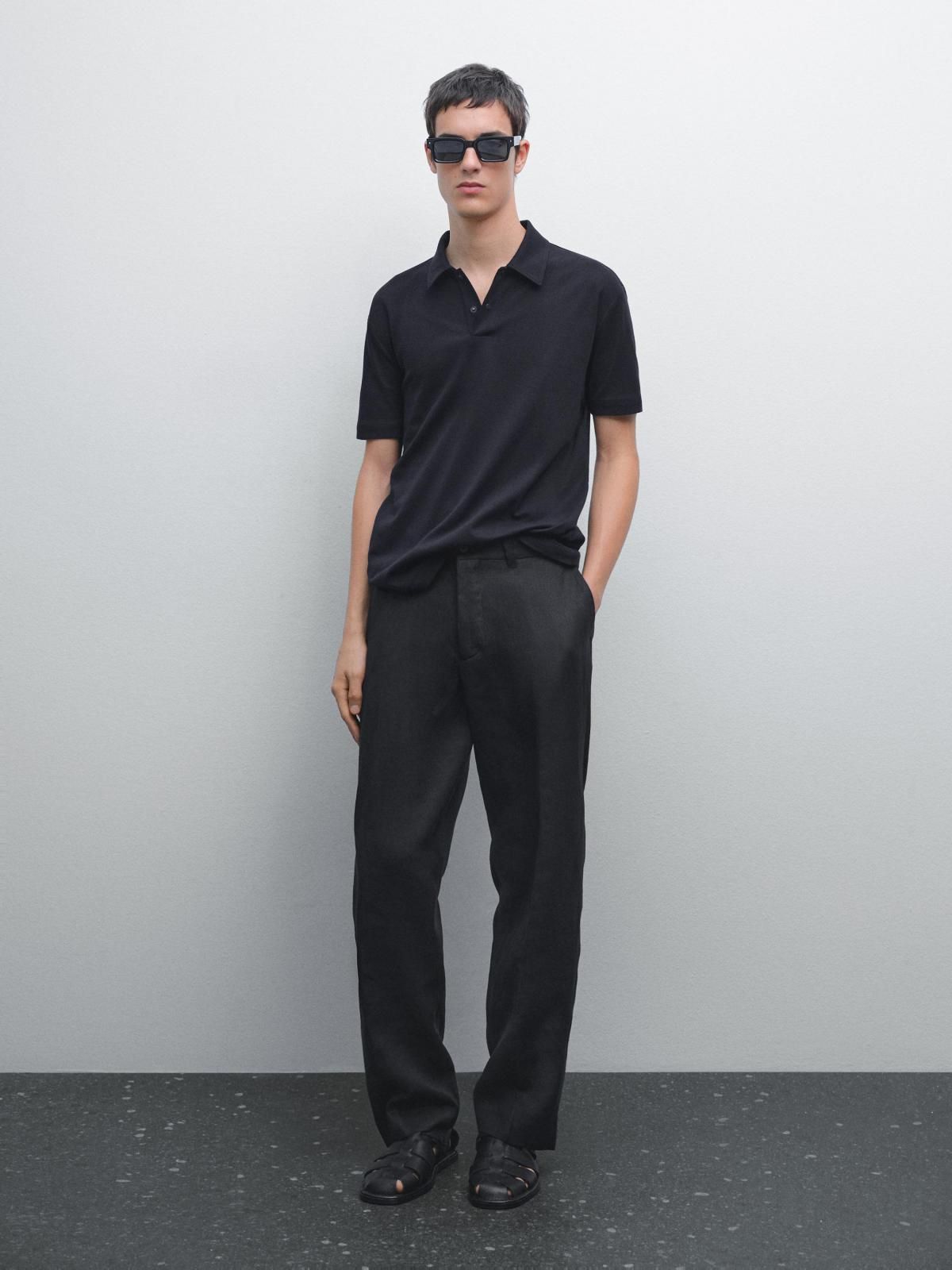 마시모두띠 베이직 블랙 코튼 스냅버튼 반팔 폴로셔츠 0619/157 NAVY BLUE - 상세 이미지 2
