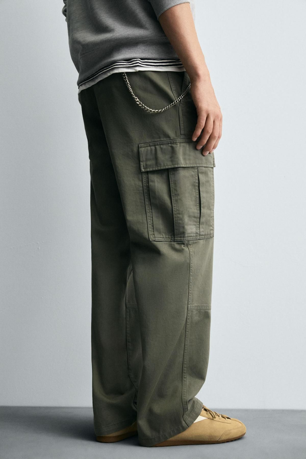 자라 코튼 와이드 테크니컬 스트레이트핏 카고 팬츠 9252/310 LIGHT GREEN - 메인 이미지