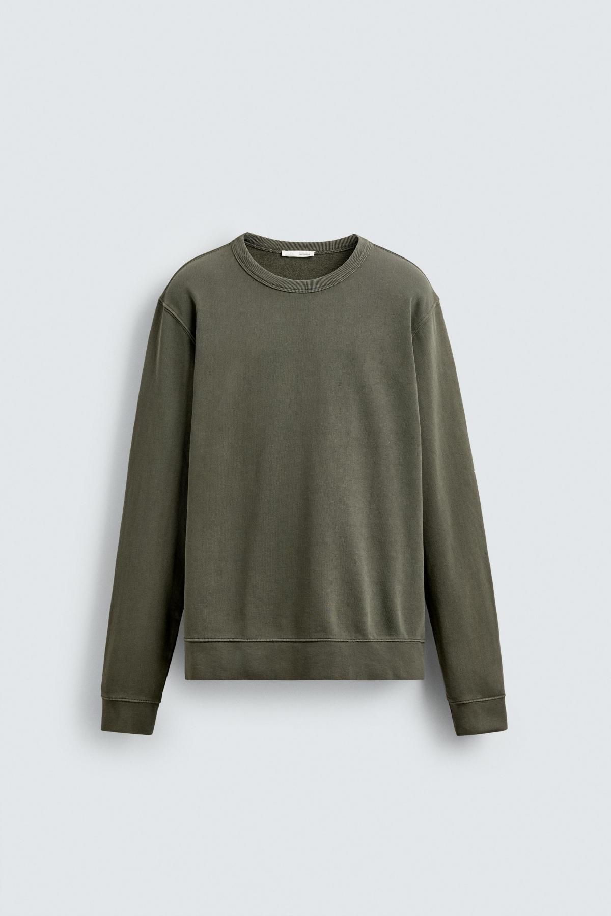 자라 코튼 크루넥 베이직 긴팔 스웨트셔츠 3443/360 LIGHT GREEN - 메인 이미지
