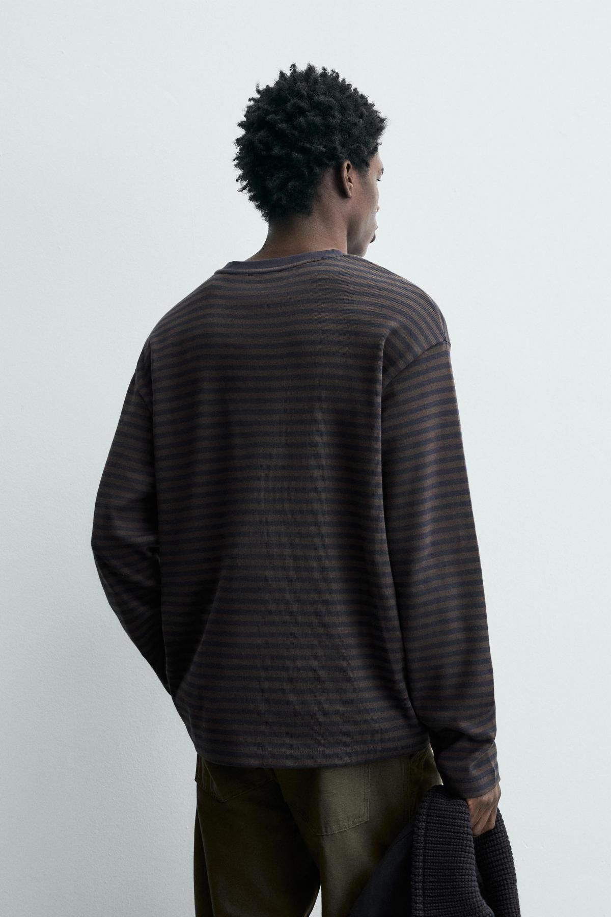 자라 스트라이프 라운드넥 긴팔 티셔츠 1887/313 STRIPES - 상세 이미지 4