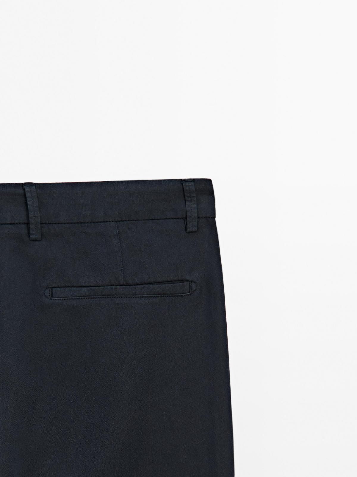 마시모두띠 테이퍼드핏 코튼 린넨 슬랙스 팬츠 0006/004 NAVY BLUE - 상세 이미지 5