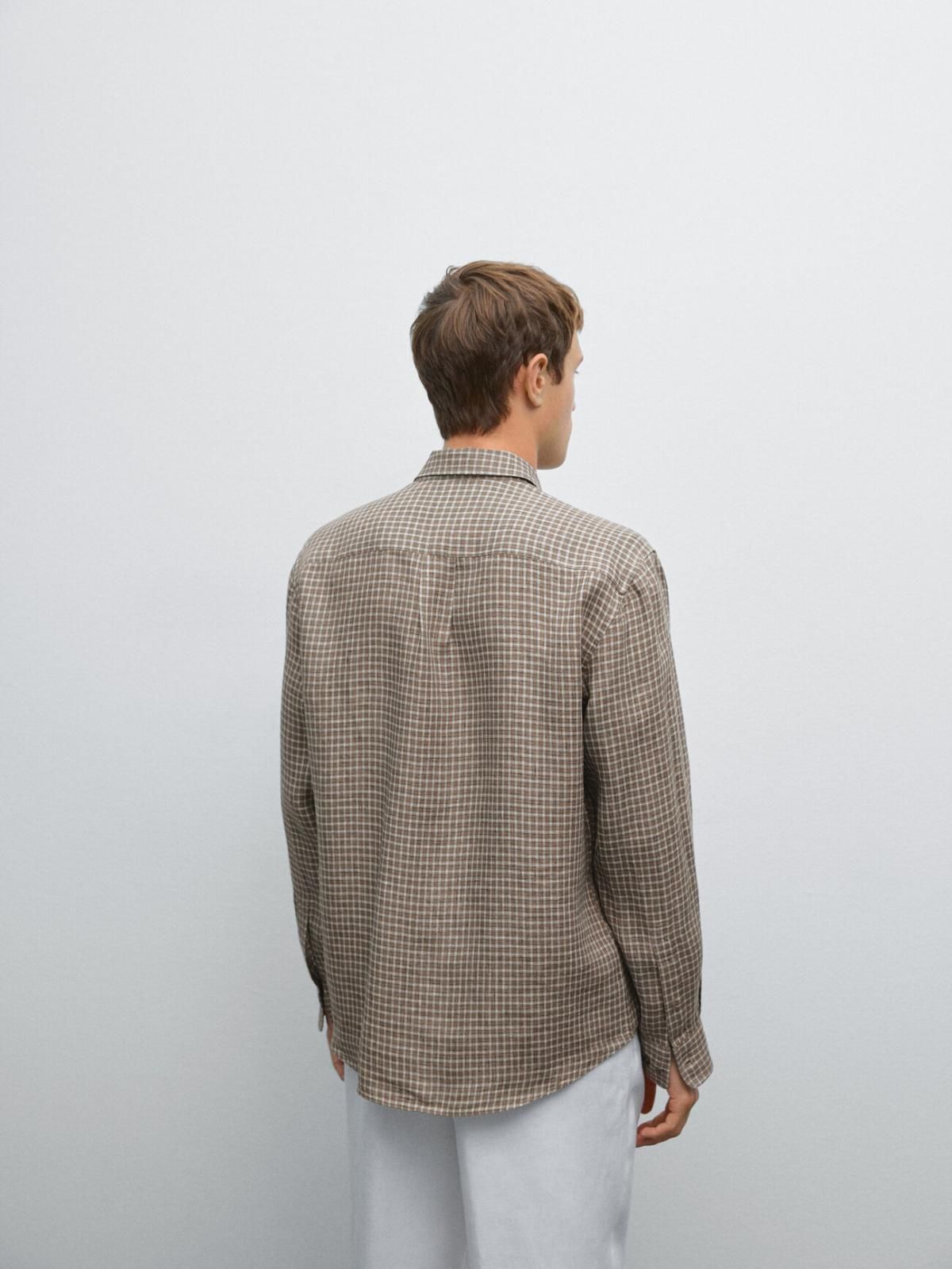 마시모두띠 린넨 체크 클래식 레귤러핏 긴팔 셔츠 1703/253 BROWN MARL - 상세 이미지 4