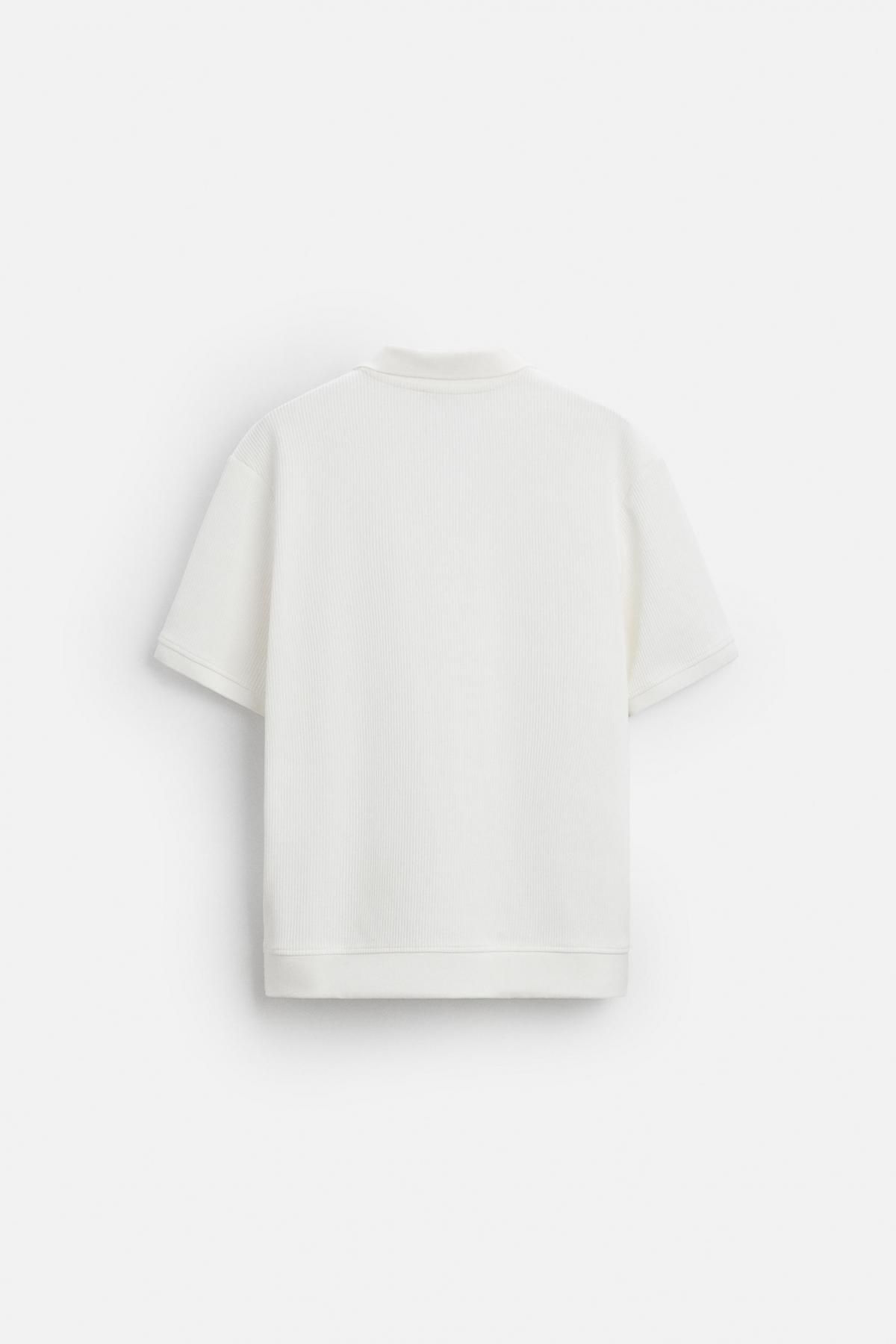 자라 세로 텍스처 폴로 셔츠 0526/460 OYSTER-WHITE 이미지 7