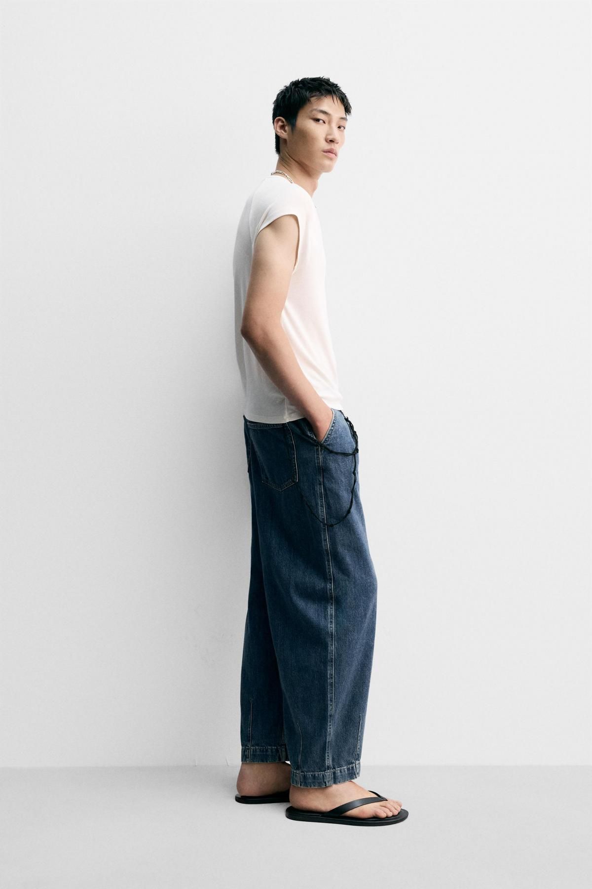 자라 와이드핏 테크니컬 데님 치노 팬츠 4365/343 MID-BLUE - 상세 이미지 4