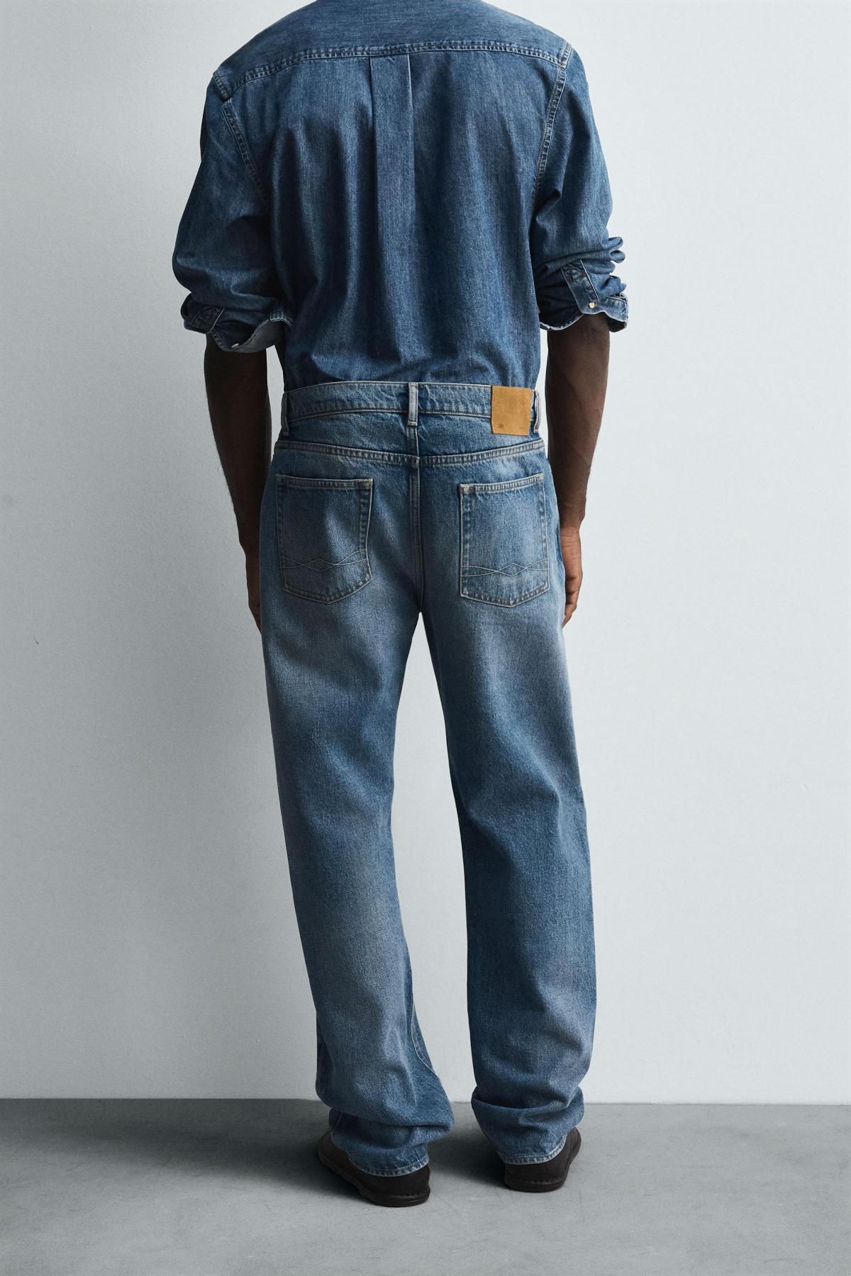 자라 릴렉스핏 워싱 데님 스트레이트 청바지 3991/393 MID-BLUE - 상세 이미지 3