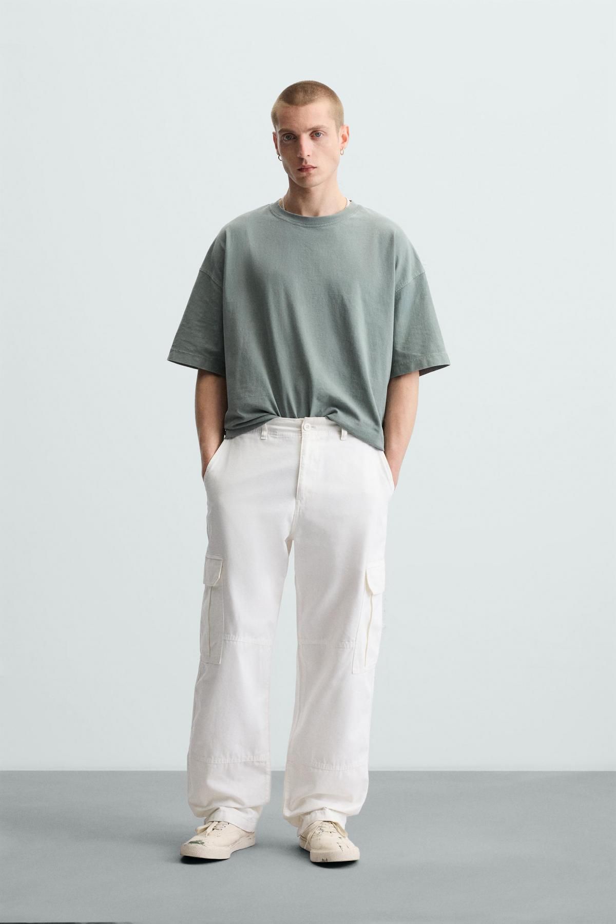 자라 라이트웨이트 박시핏 코튼 반팔 티셔츠 6462/400 WASHED GREEN - 상세 이미지 2