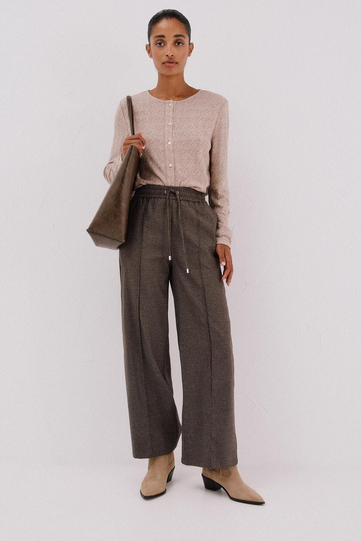 꼬르떼피엘 테크니컬 텍스처 와이드 밴딩 팬츠 8722331 MARRON OSCURO - 상세 이미지 2