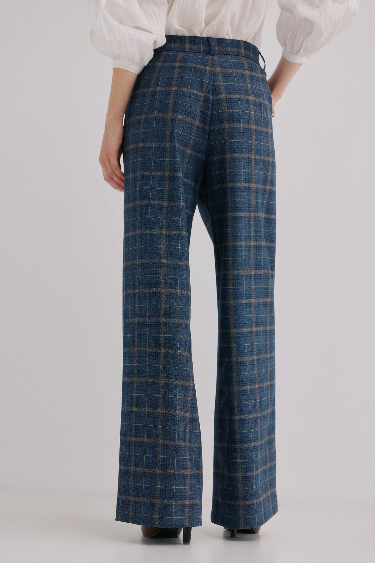 호스 인트로피아 체크 와이드 롱 슬랙스 팬츠 6542844 AZUL MARINO - 상세 이미지 4