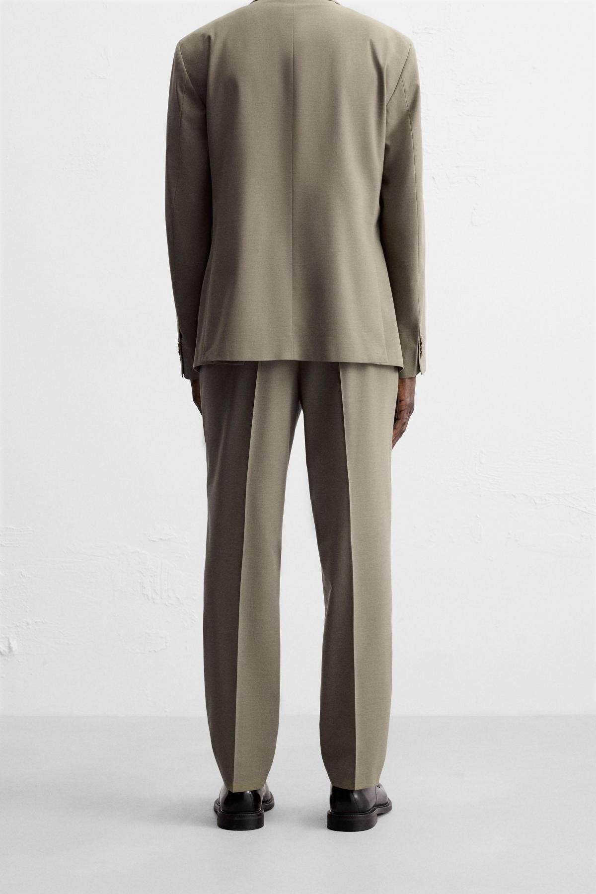 자라 테크니컬 텍스처 슬림핏 정장 팬츠 5747/261 BROWN / TAUPE - 상세 이미지 3