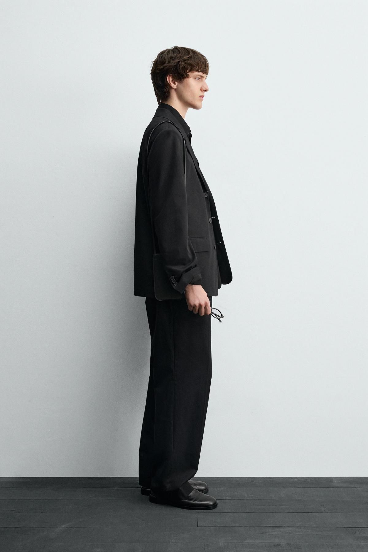 자라 라이트코튼 블랙 레귤러핏 수트 블레이저 6394/700 BLACK - 상세 이미지 5