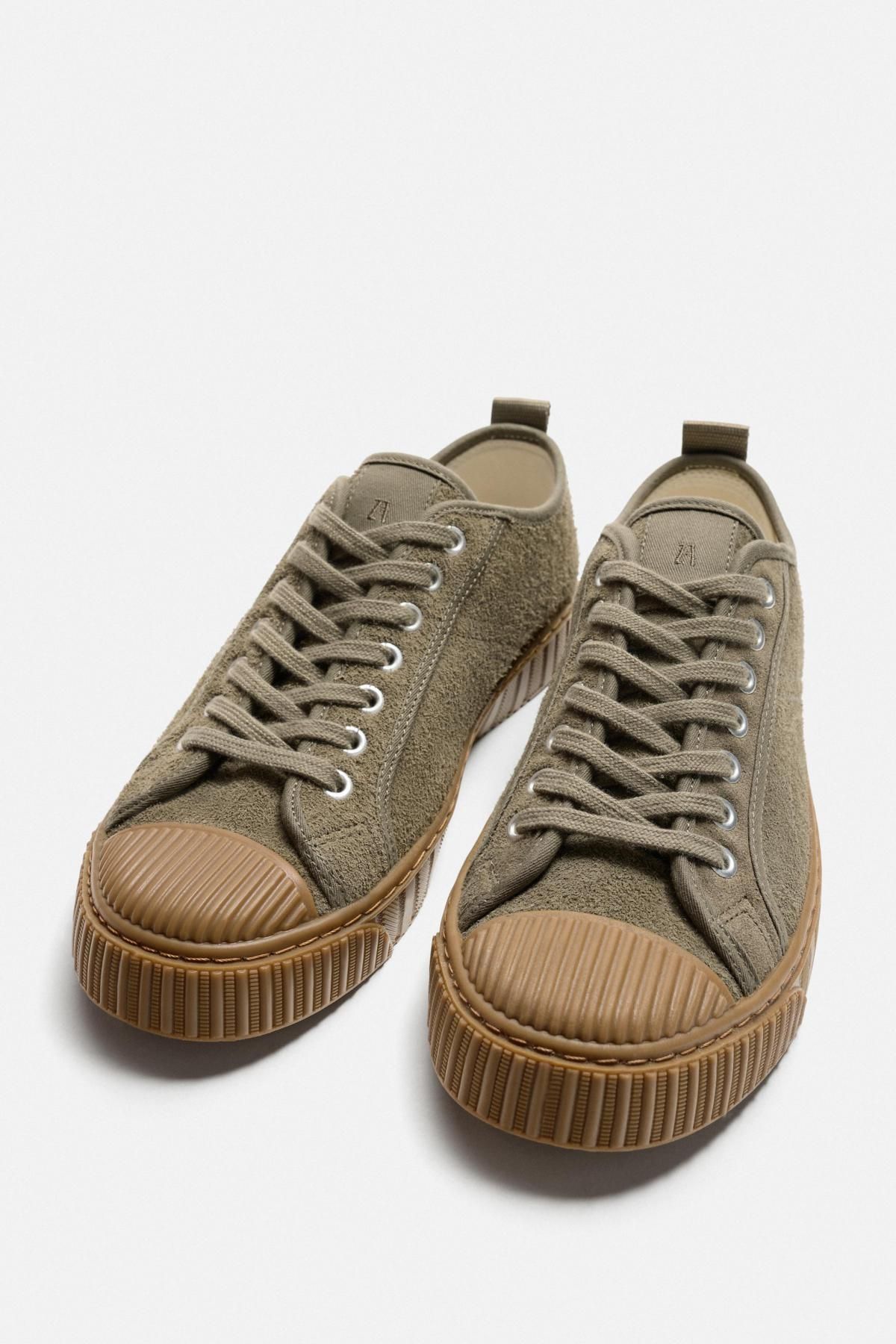 자라 스웨이드 가죽 베이직 로우탑 스니커즈 2260/520 SEA GREEN - 상세 이미지 4