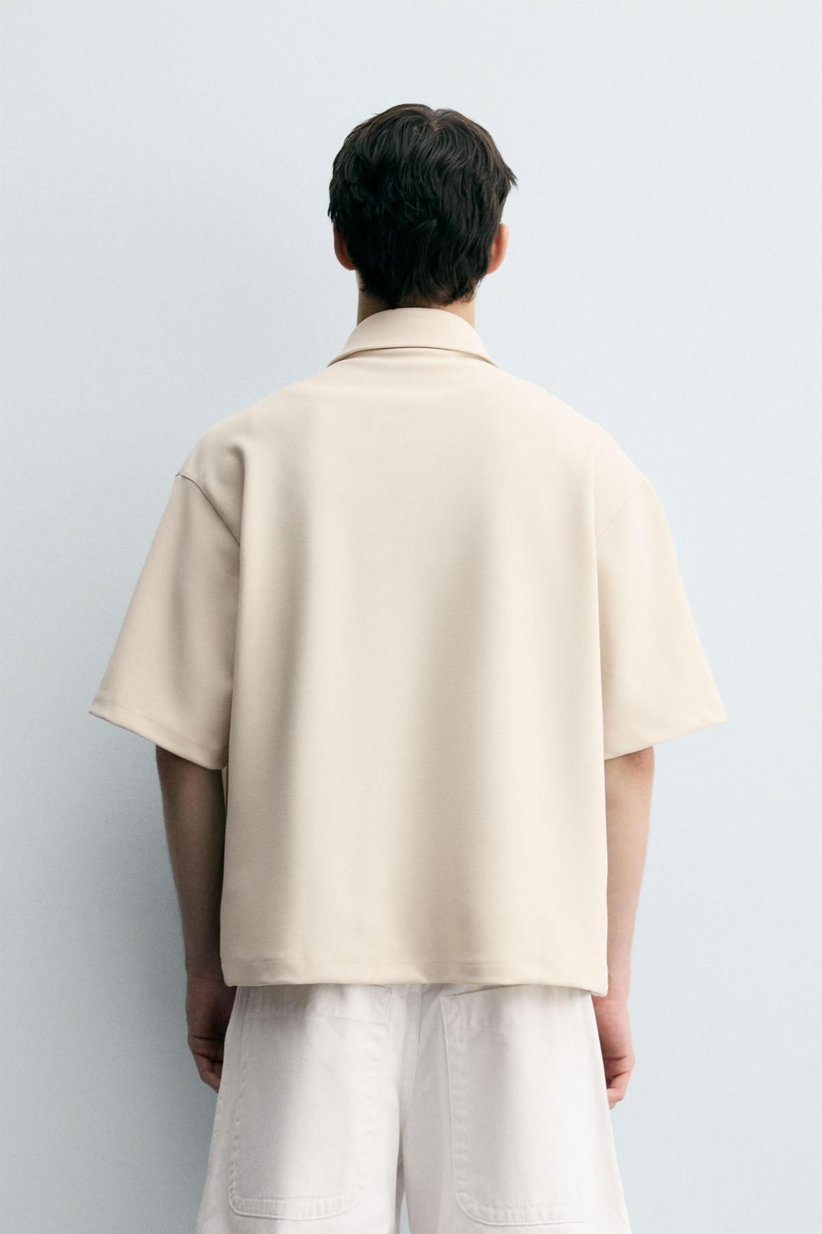 자라 테크니컬 텍스처 반팔 셔츠 5584/345 OYSTER-WHITE - 상세 이미지 4