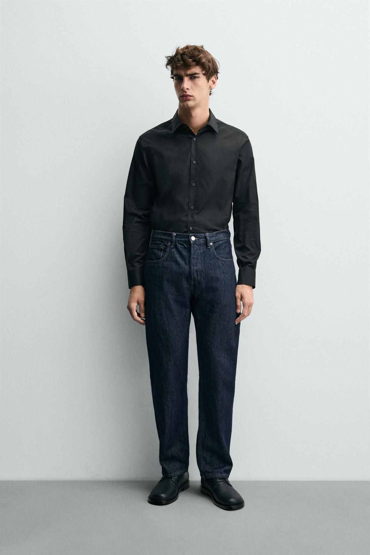 자라 텍스처 레귤러핏 코튼 블랙 긴팔 셔츠 5588/320 BLACK - 상세 이미지 2