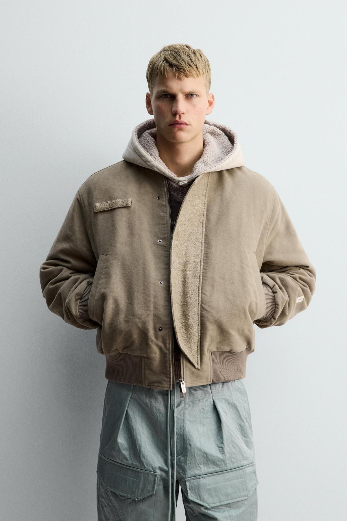 자라 박시핏 텍스처 봄버 재킷 X SRA 3918/154 TAUPE GREY - 상세 이미지 3