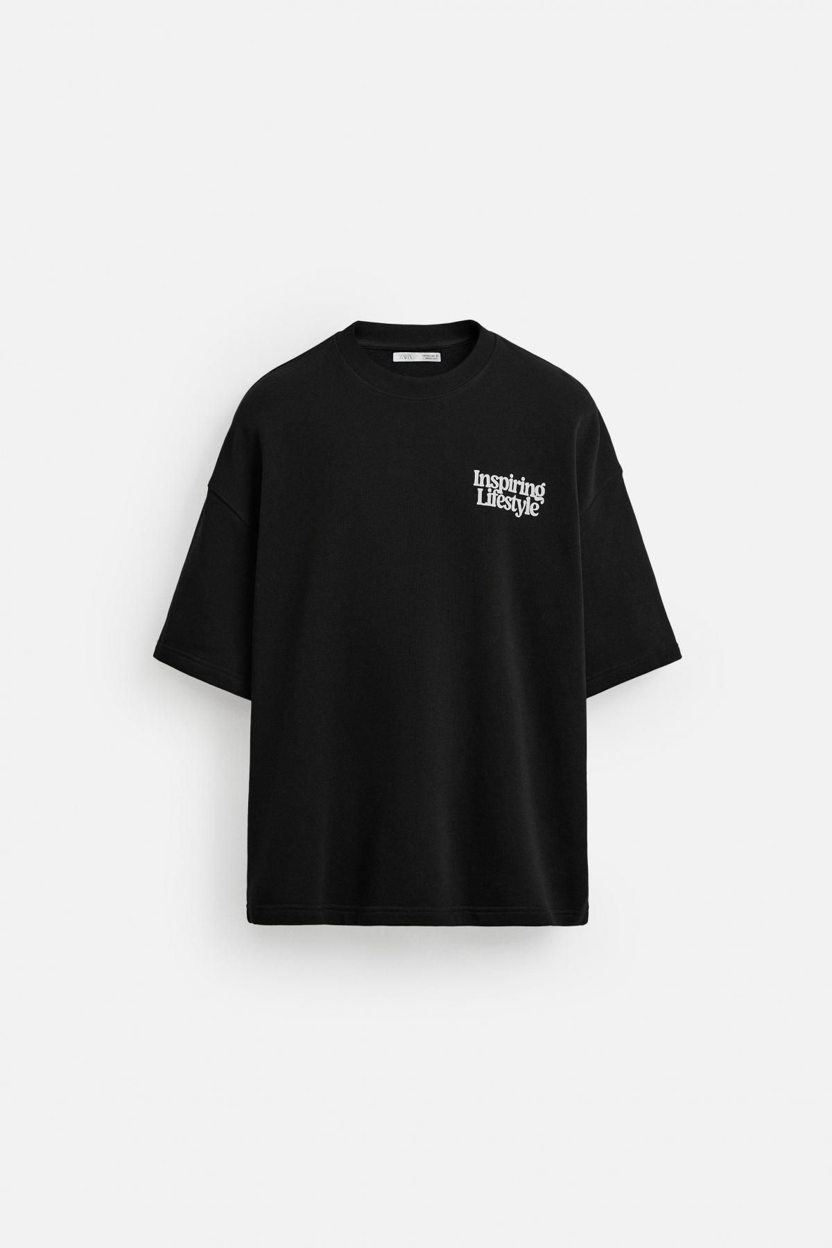 자라 그래픽 프린트 오버핏 반팔 티셔츠 1165/415 BLACK - 메인 이미지