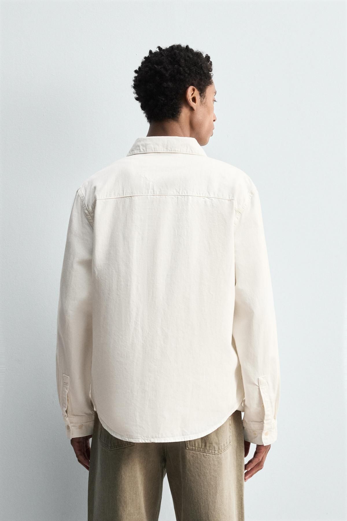 자라 오가닉 코튼헴프 화이트 데님 오버셔츠 9942/390 OYSTER-WHITE - 상세 이미지 4