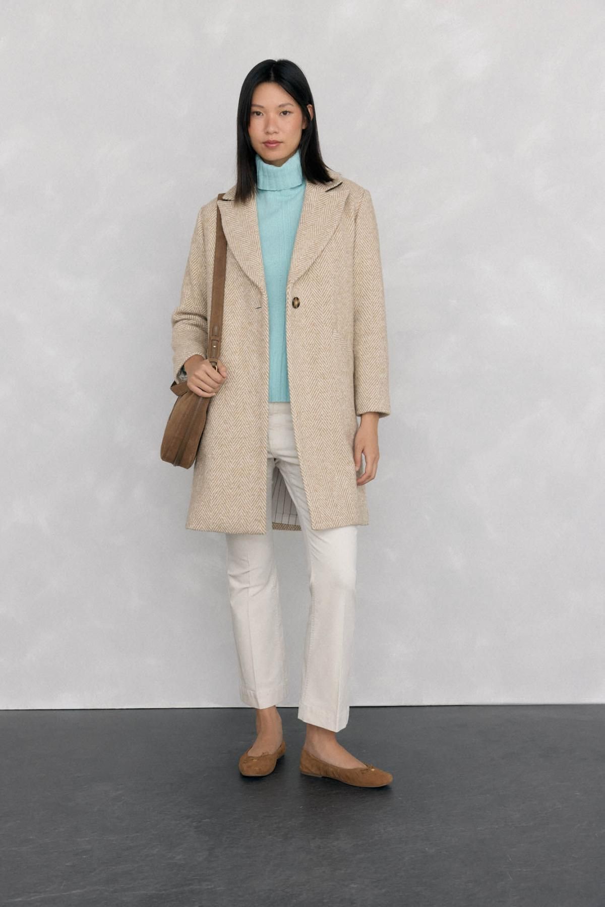 페드로 델 이에로 헤링본 울 롱코트 베이지 7522240 BEIGE - 상세 이미지 4