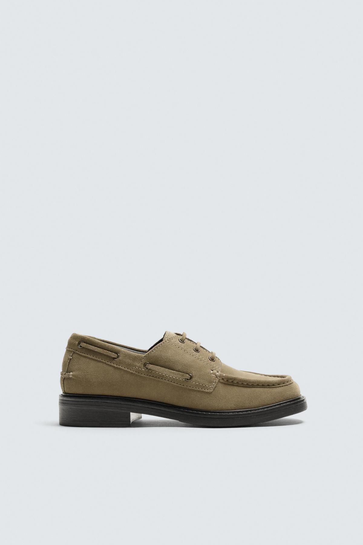 자라 스웨이드 클래식 데크 슈즈 2406/620 BEIGE - 상품 이미지