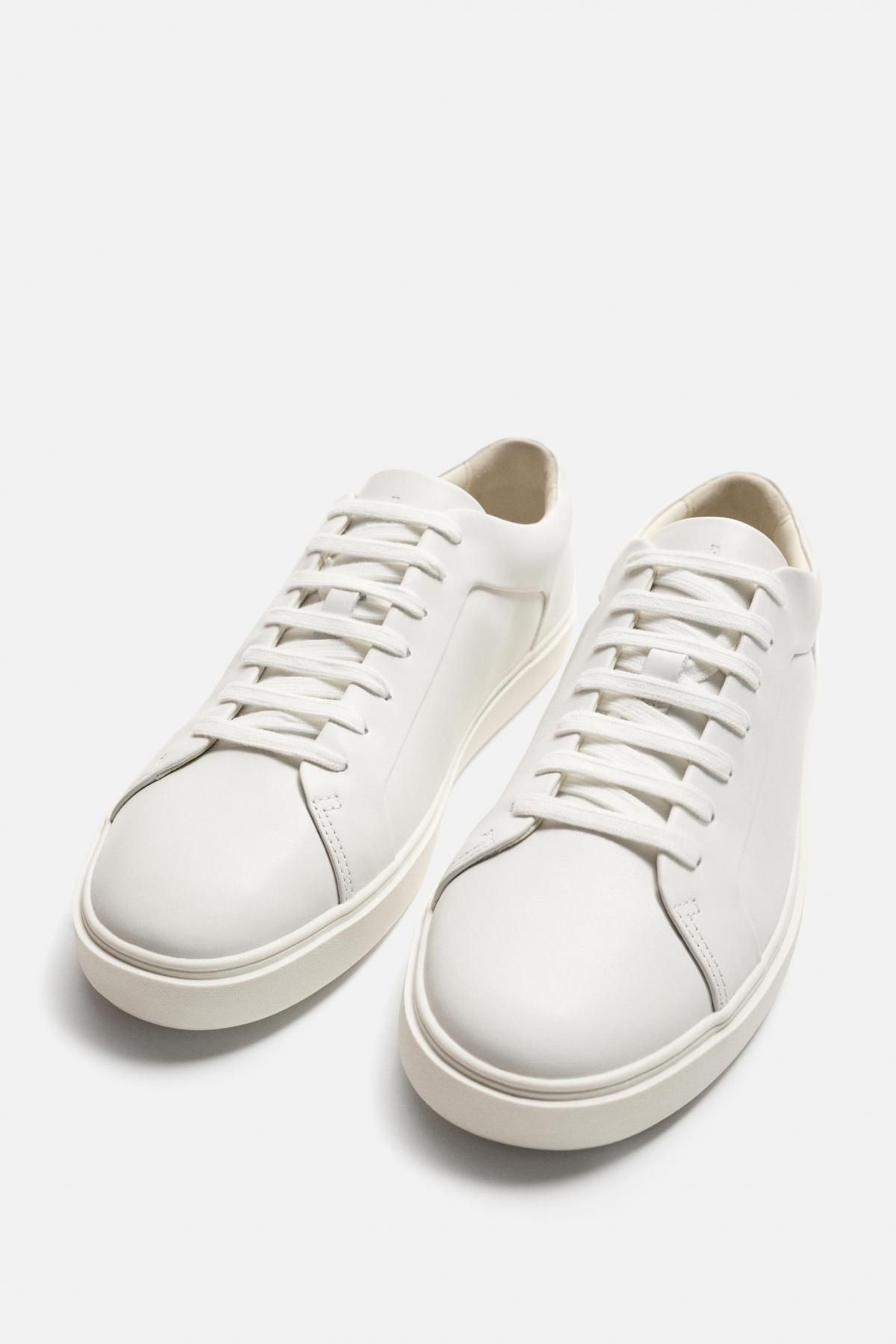 자라 가죽 레이스업 스니커즈 2227/520 WHITE - 상세 이미지 4