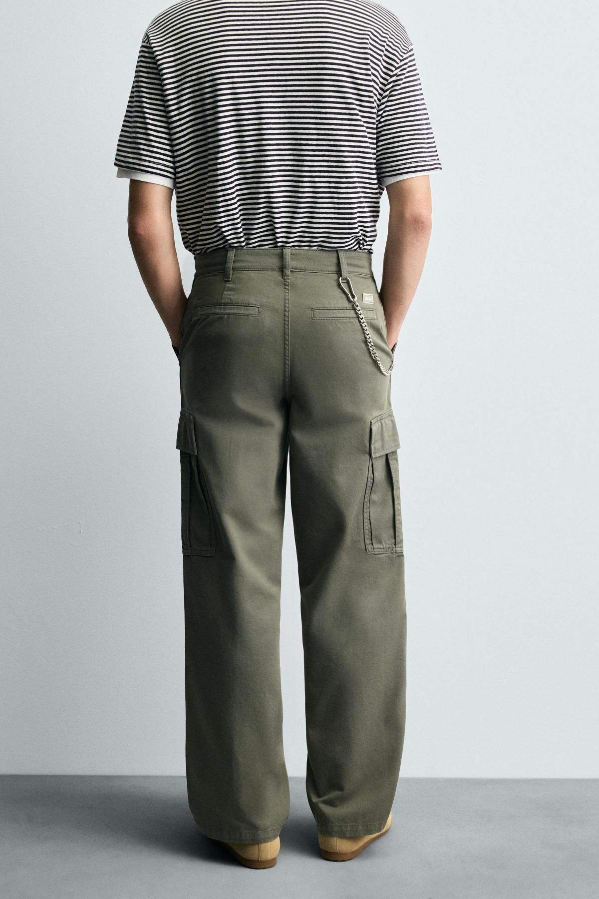 자라 코튼 와이드 테크니컬 스트레이트핏 카고 팬츠 9252/310 LIGHT GREEN - 상세 이미지 4