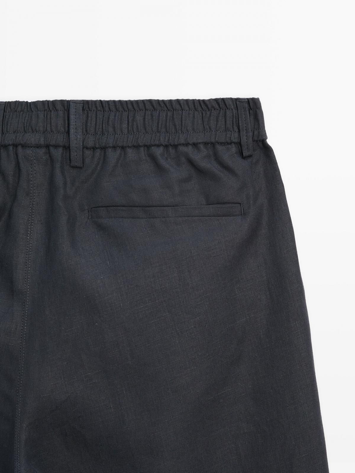 마시모두띠 세미 조거핏 리넨 버뮤다 쇼츠 2907/006 NAVY BLUE - 상세 이미지 4