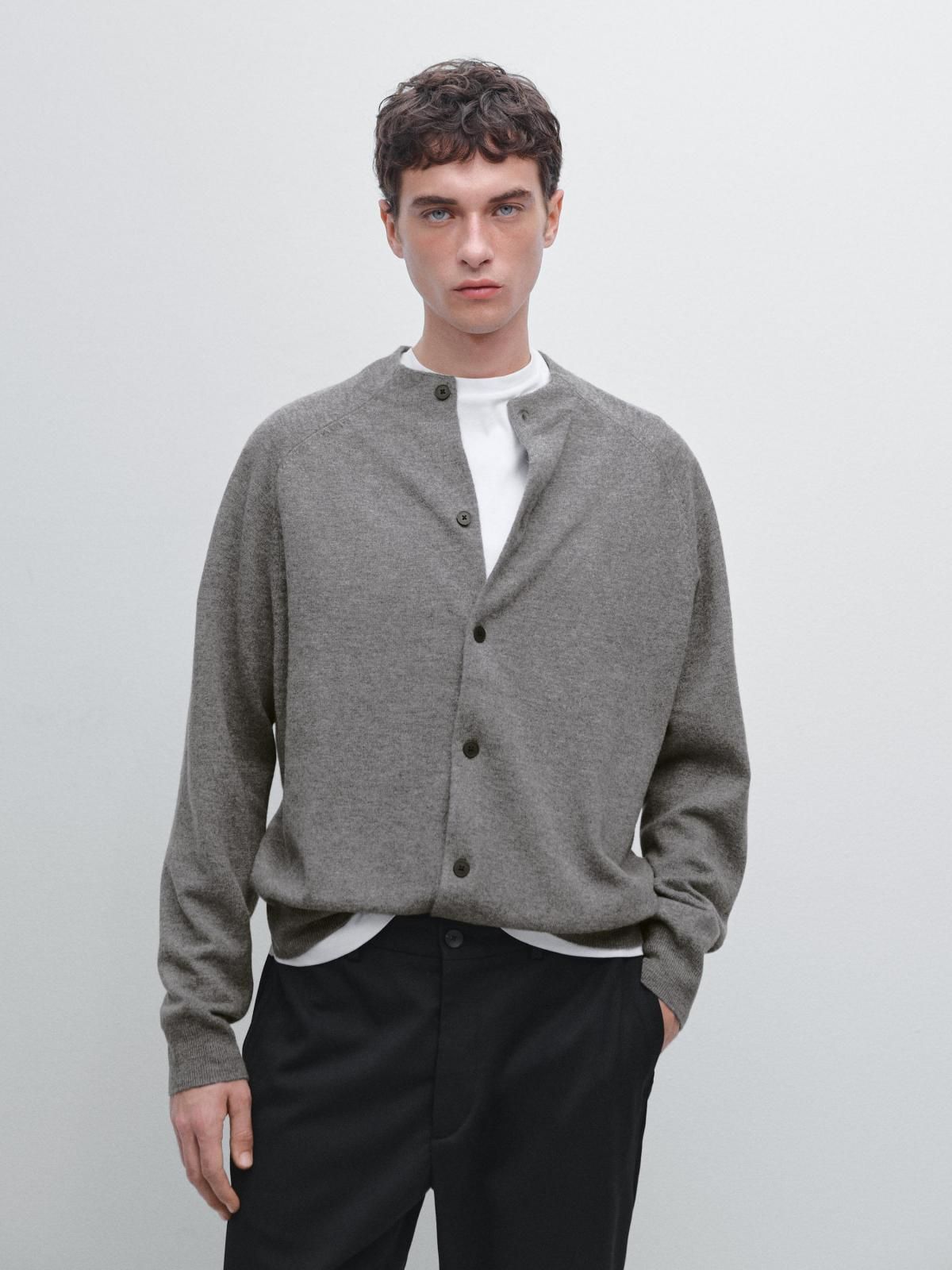 마시모두띠 프리미엄 울 래글런 하이넥 버튼업 가디건 1029/222 ANTHRACITE GREY - 상세 이미지 3