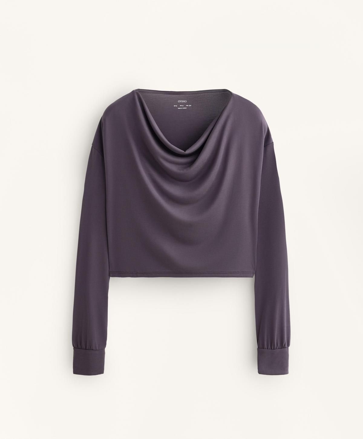 오이쇼 드레이프넥 모달 긴팔 티셔츠 0408/314 DARKAUBERGINE - 상품 이미지