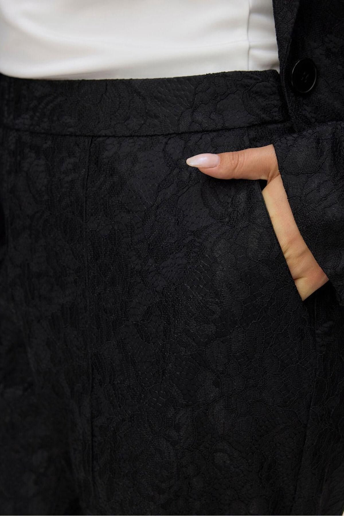 베로모다 플러스사이즈 레이스 부츠컷 팬츠 3722191 NEGRO - 상세 이미지 3