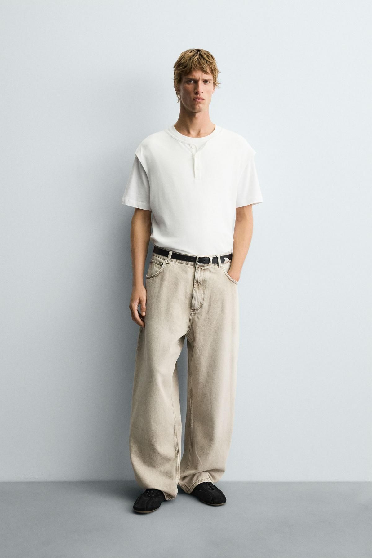 자라 트렌디 와이드 배기핏 데님팬츠 5862/321 BEIGE - 상세 이미지 2