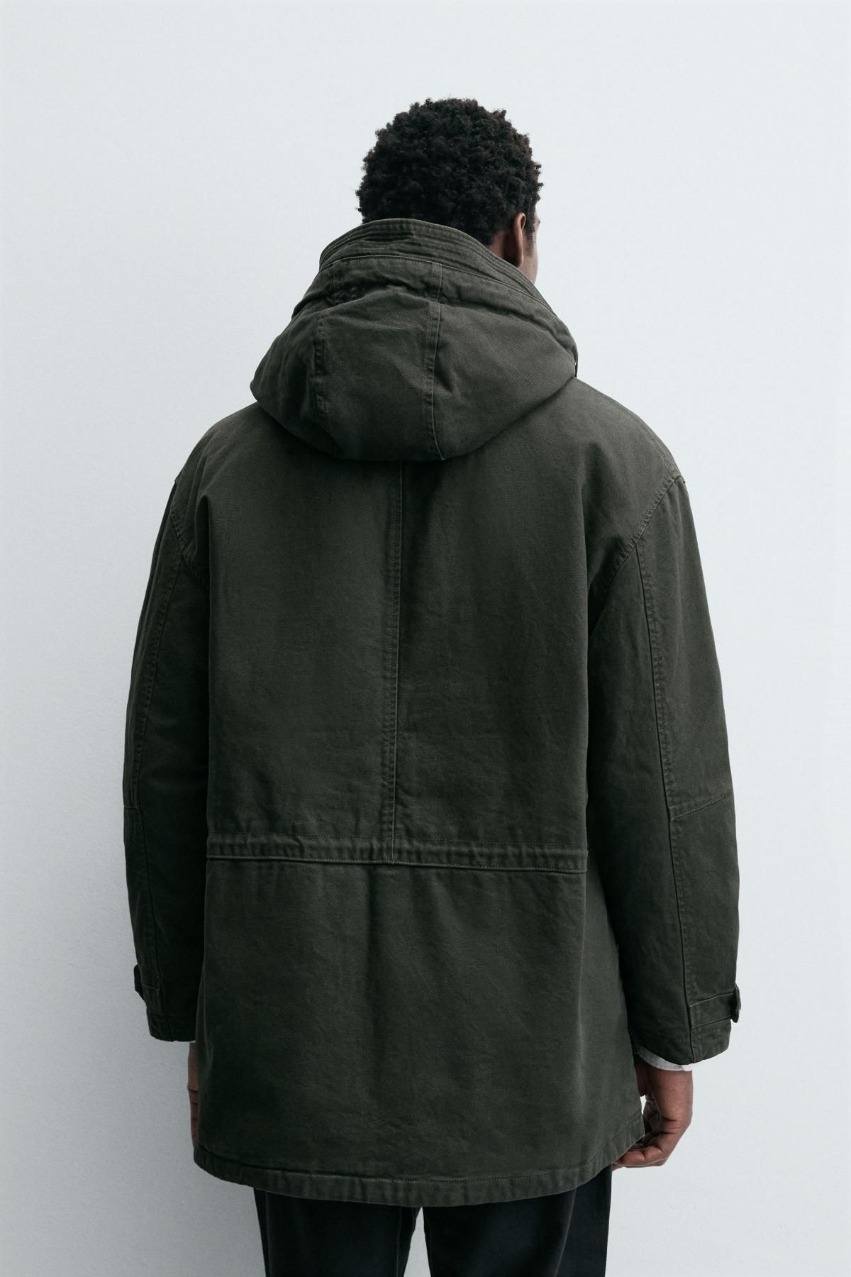 자라 테크니컬 워시드 릴랙스핏 후드 파카 4302/240 LIGHT BROWN - 상세 이미지 4