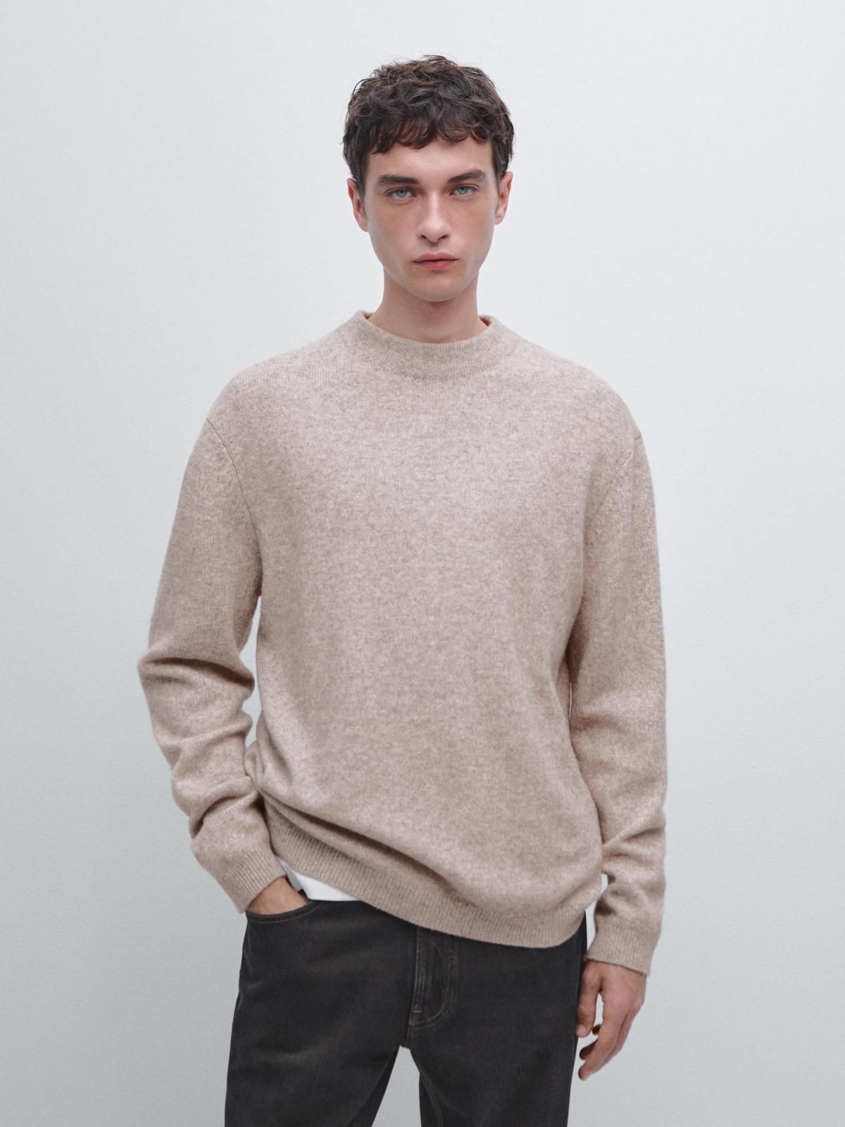 마시모두띠 울블렌드 라운드 니트 남성 베이직 스웨터 1085/233 SAND BROWN - 상세 이미지 3